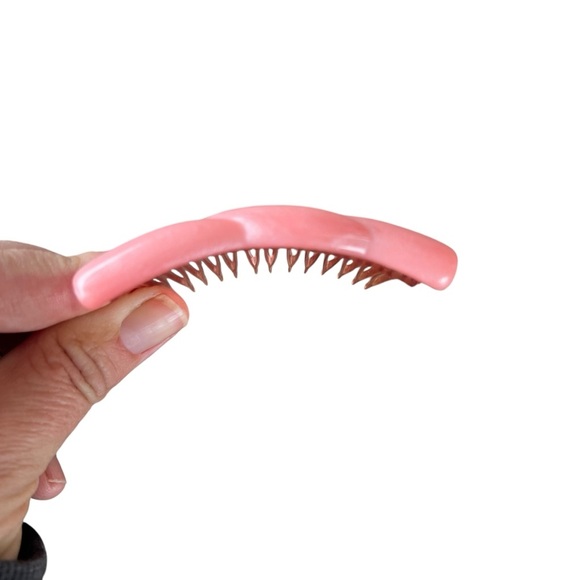 Vintage Pink Plastic Side Hair Comb Chunky Twist Made in USA 3 1/4” GUC - Picture 7 of 10